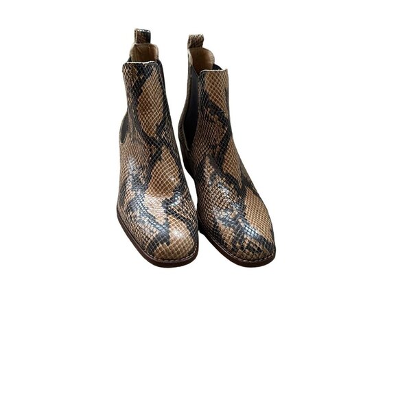 Steve Madden Snake-Print Leather Chelsea Boots Size 8 Elastic Side Panels - Picture 4 of 11